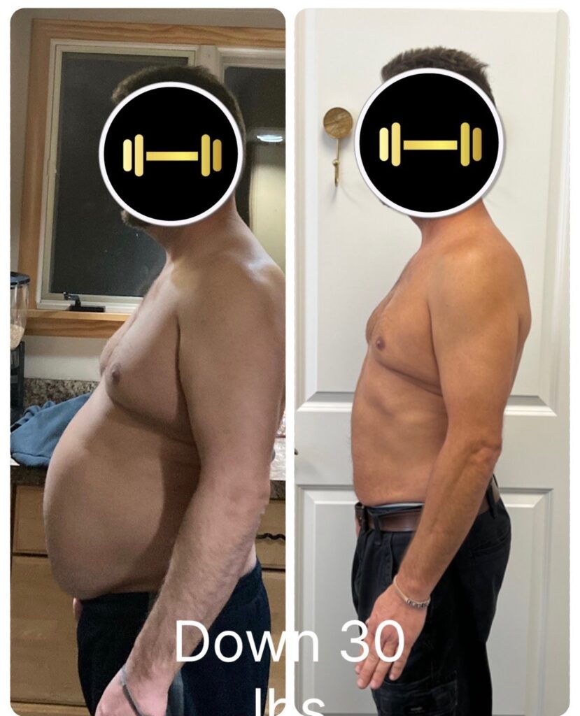 Weight loss before and after at Ageless Aesthetics